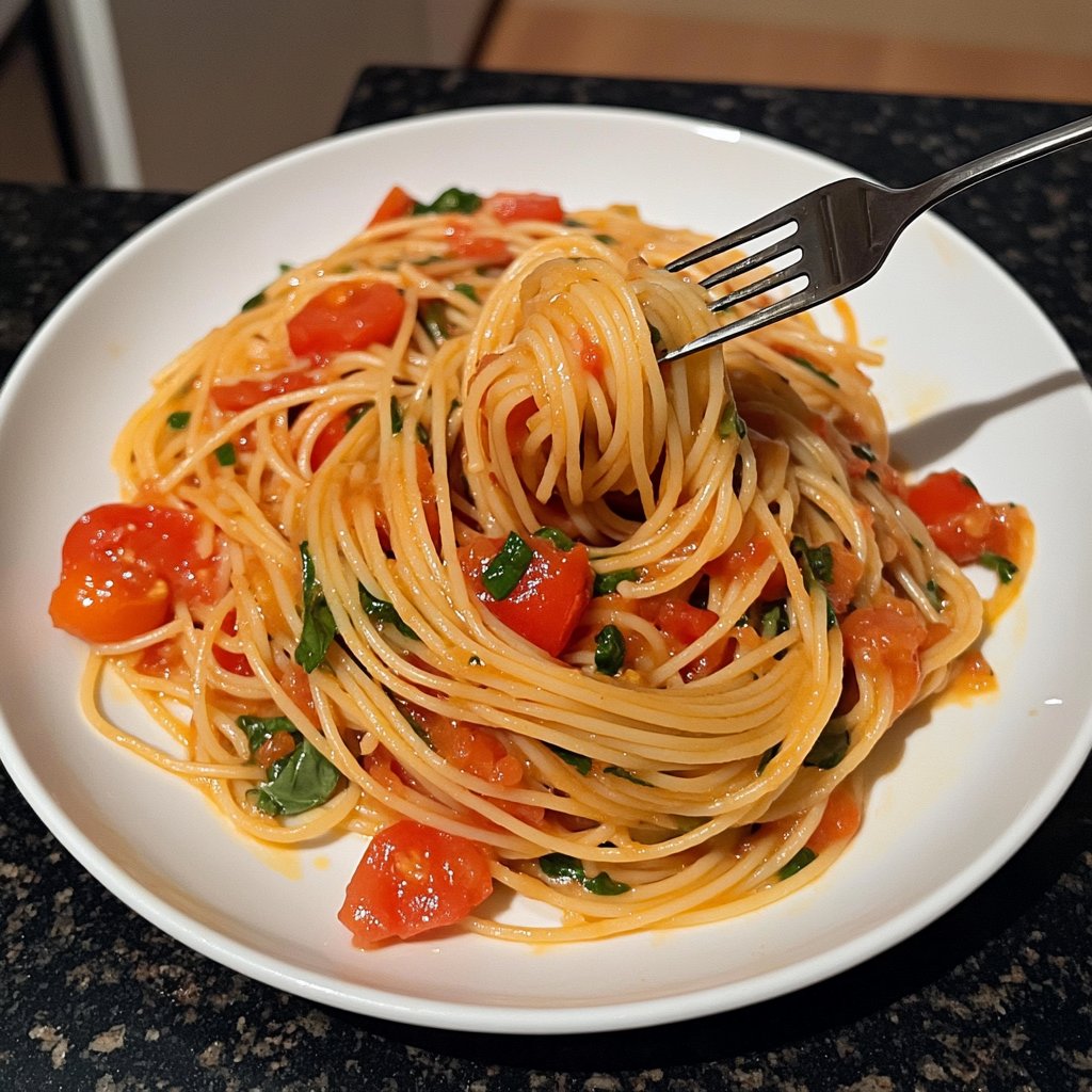 Spaghetti mit Tomaten-Basilikum-Sauce