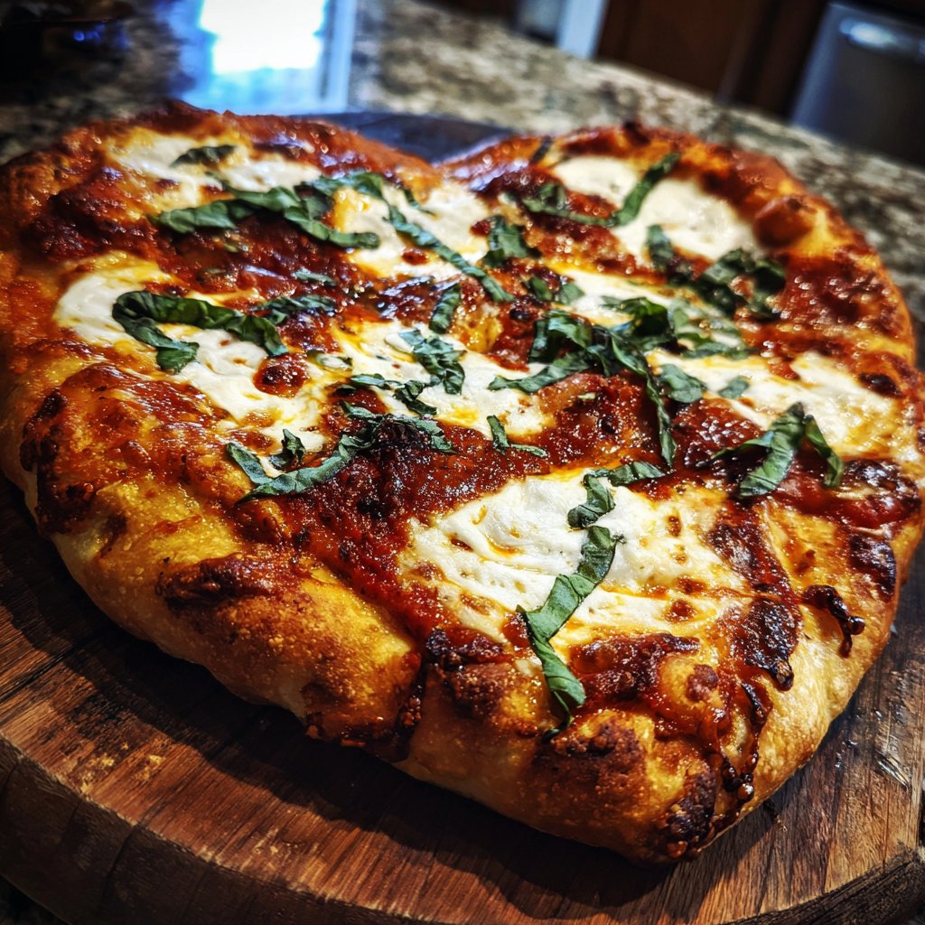 Hausgemachte Pizza mit Herzform