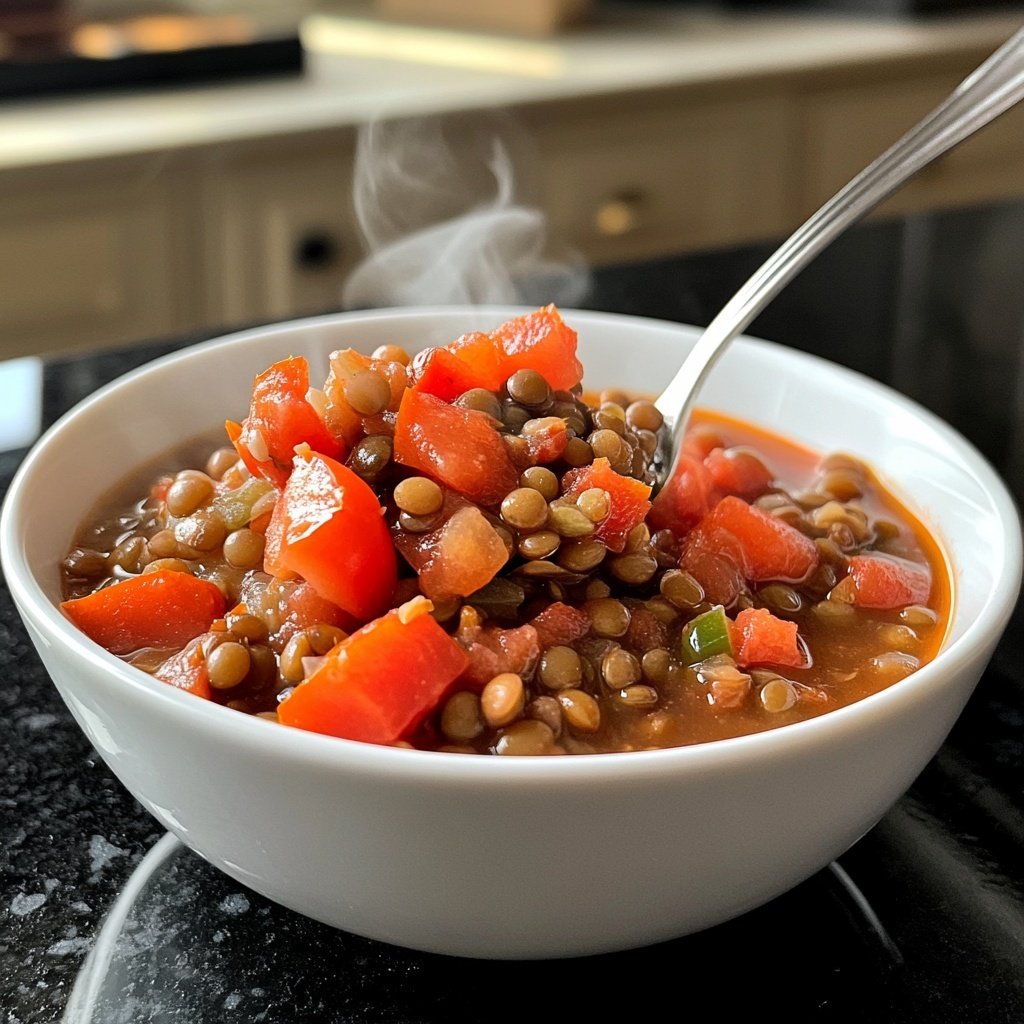 Linsensuppe mit Tomaten