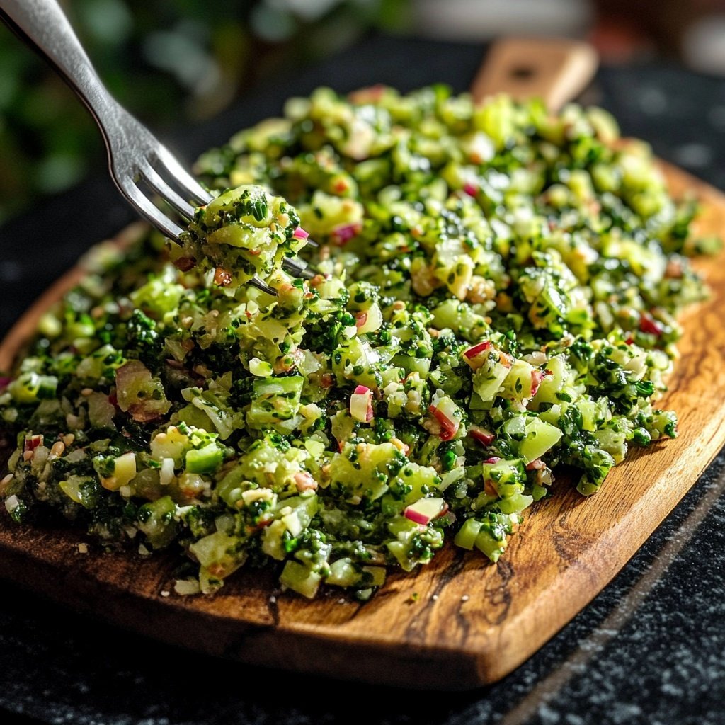 Brokkoli-, Grünkohl- und Erbsensalat