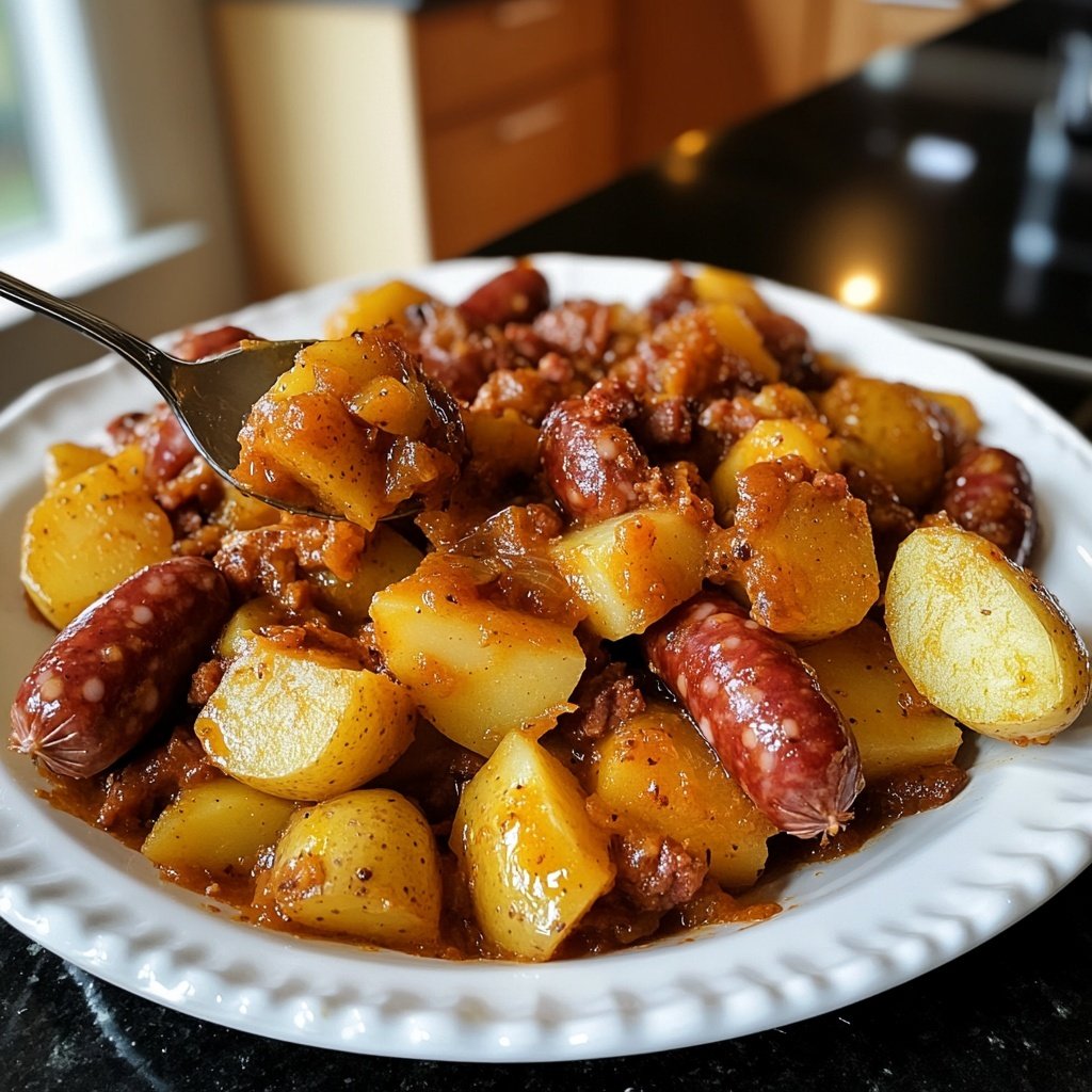 Kartoffelgulasch mit Würstchen