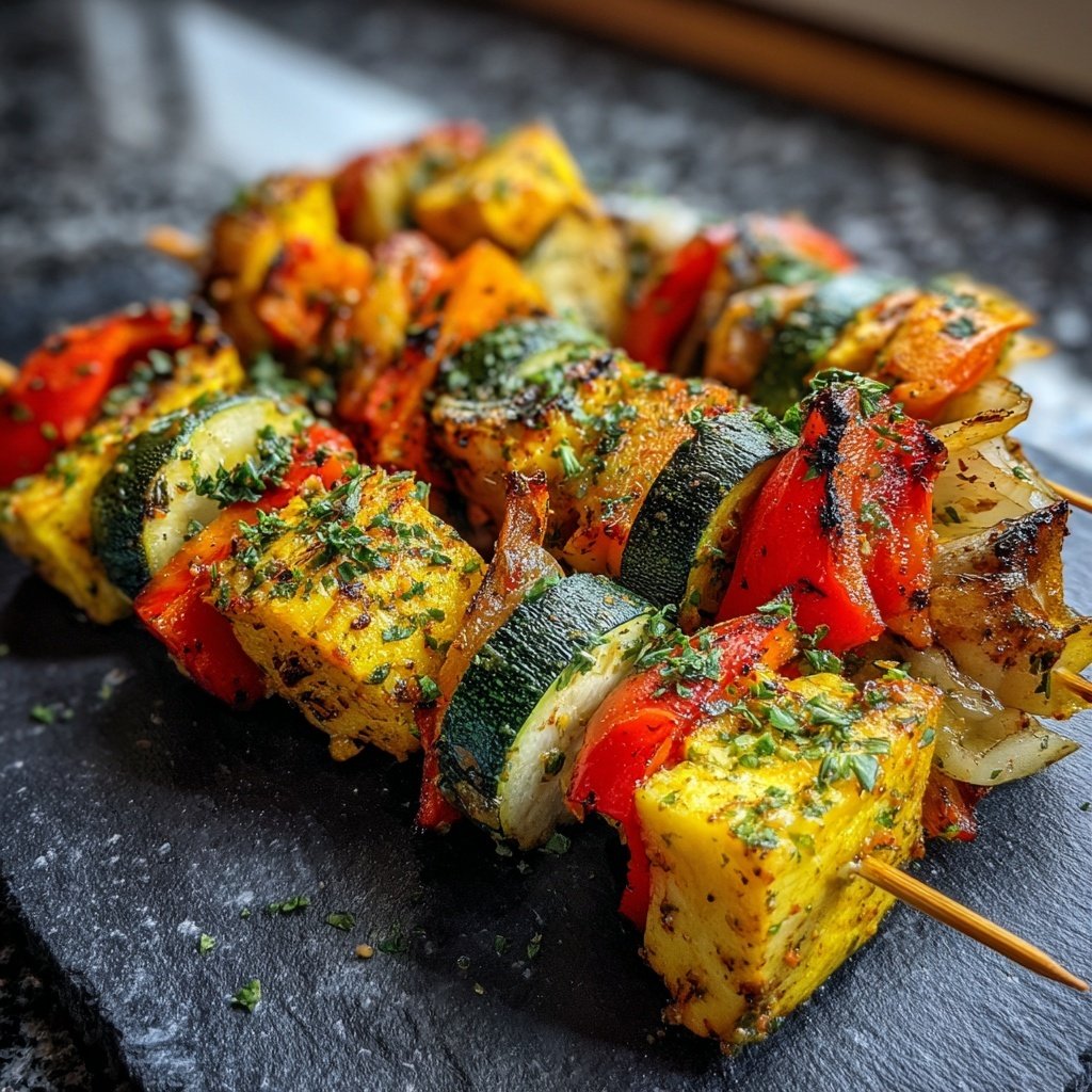 Grillgemüse Spieße Mit Paprika Und Zucchini